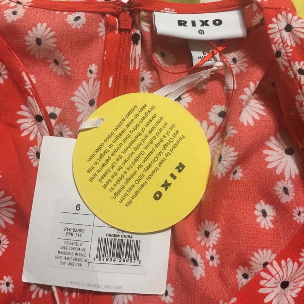 ♥️NWT Rixo Red Daisy Printrd Babydoll Dress - Picture 5 of 5